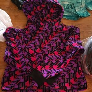 Puma Women's Vibrant Purple and Pink Graphic Hoodie